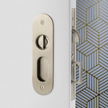 Emtek 2166 Narrow Oval Pocket Door Mortise Locks (2" x 7-1/4") - Dummy